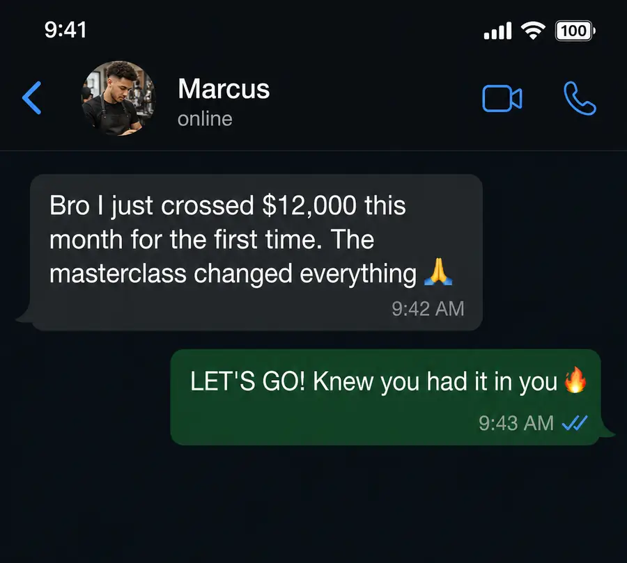 Client win — direct message screenshot