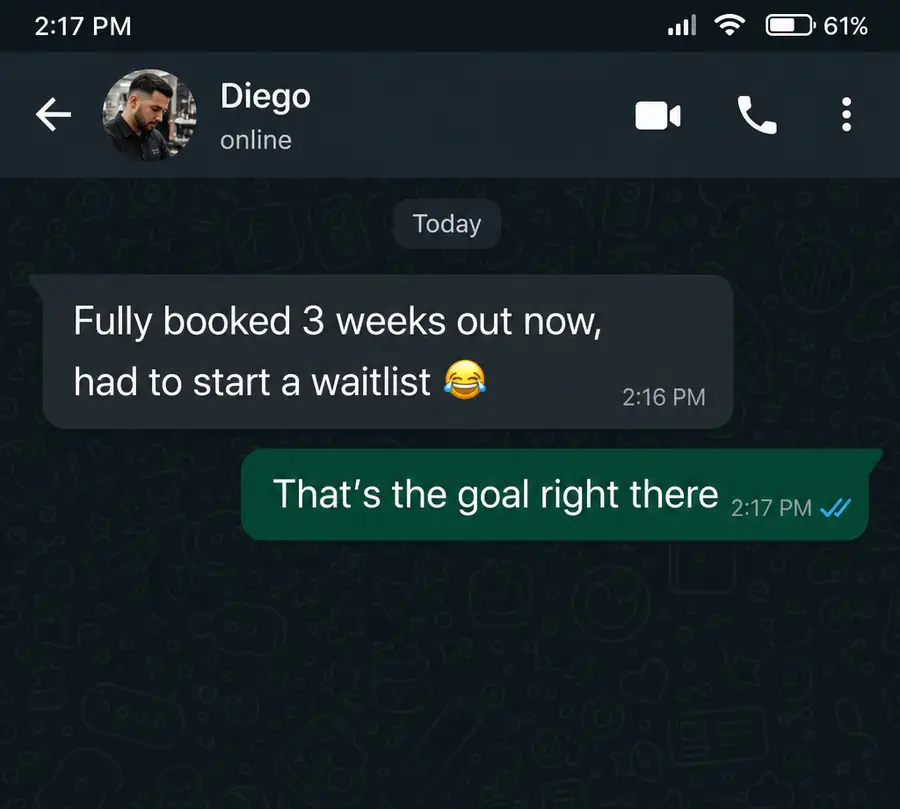 Client win — direct message screenshot