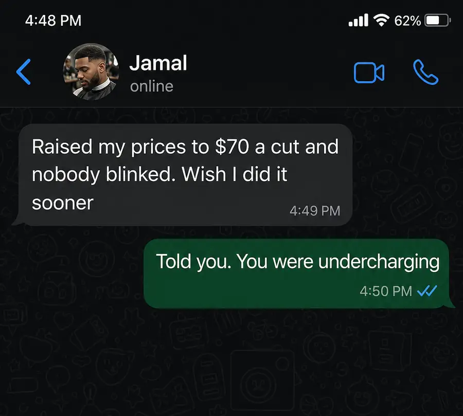 Client win — direct message screenshot