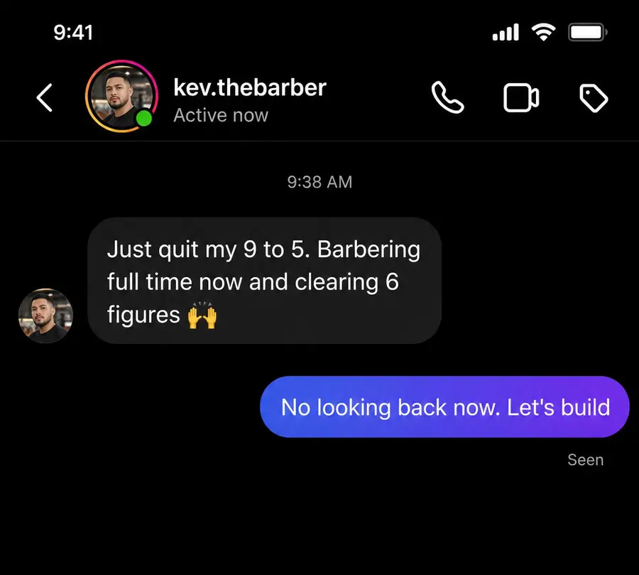 Client win — direct message screenshot