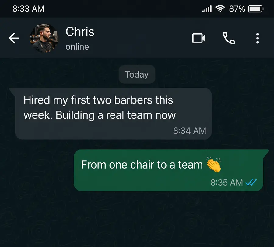 Client win — direct message screenshot